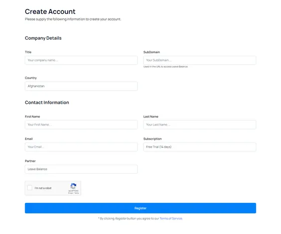 Create an account