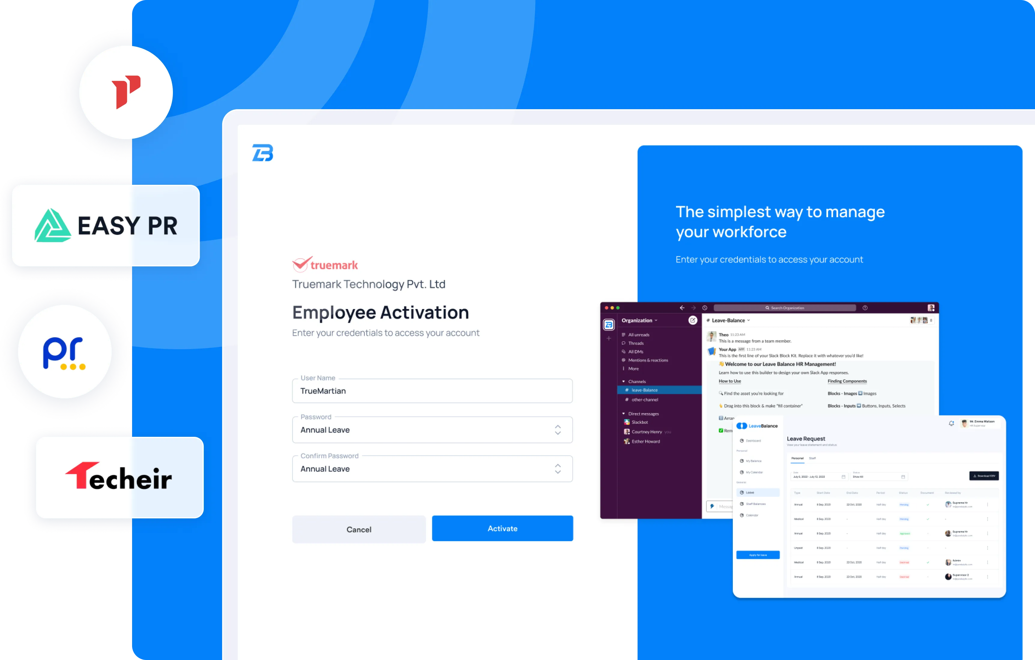 Employee activation view
