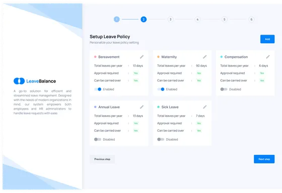 Set Up Organization and Leave Policies